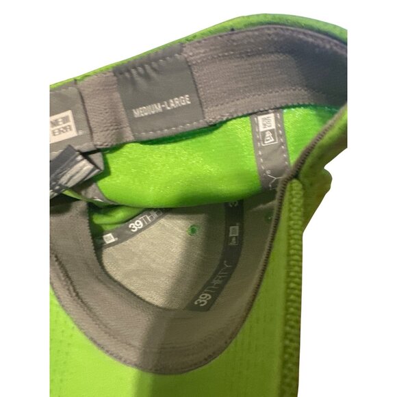 New Era Seahawks 39Thirty Stretch-Fit Cap Medium-Large Neon Green Gold NFL Logo - Picture 5 of 7